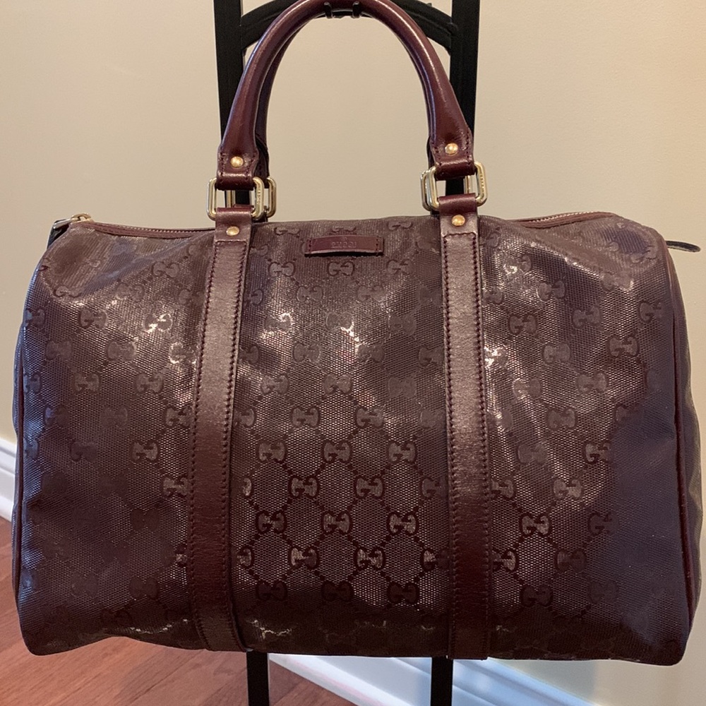 Authentic Gucci Imprime Monogram Medium Joy Boston Bordeaux - Picture 2 of 15